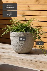 Pflanzkübel Blumentopf Fiberzement LONDA Erdgrau