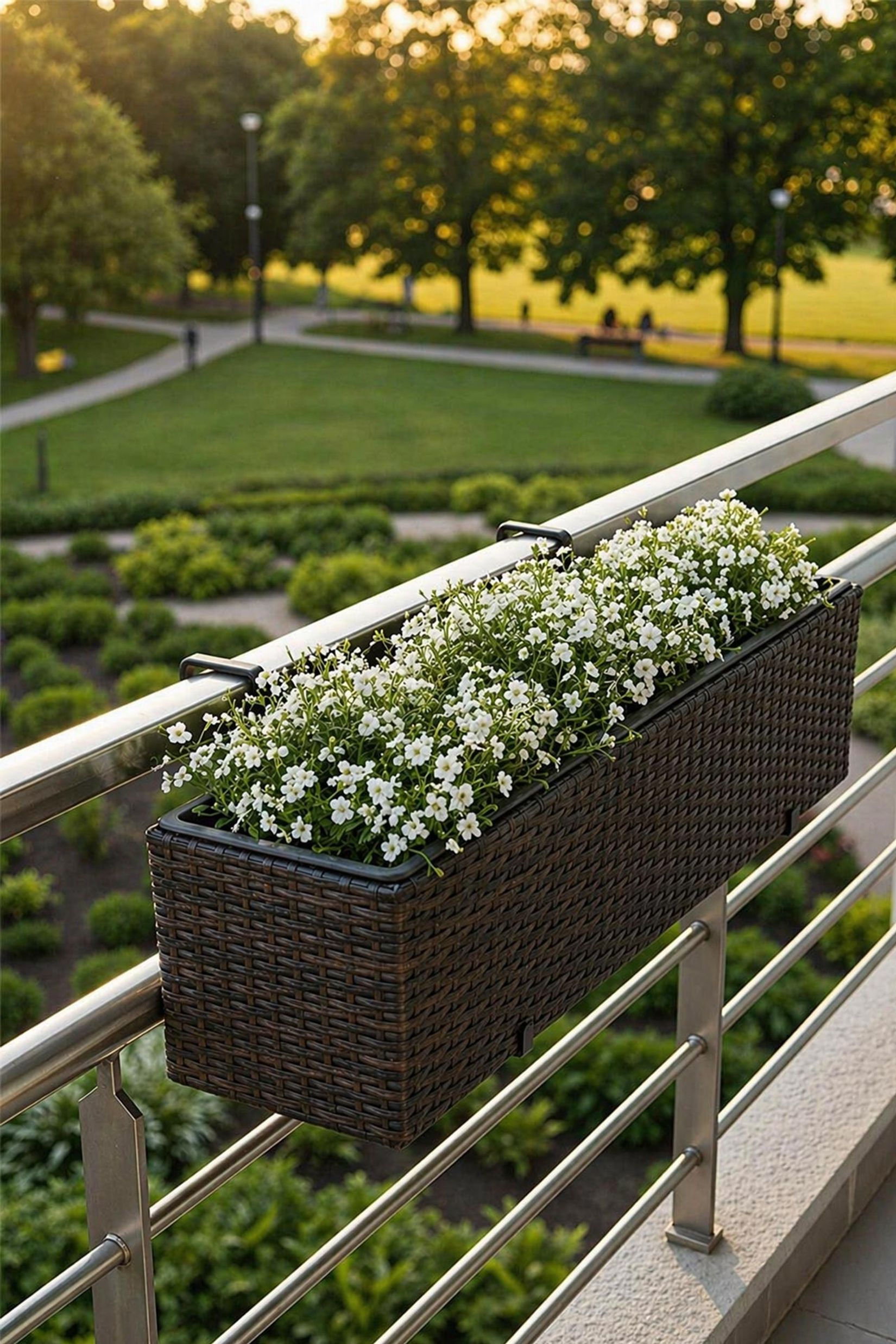 Balkonkasten Polyrattan "Balkoni", Bicolor Braun