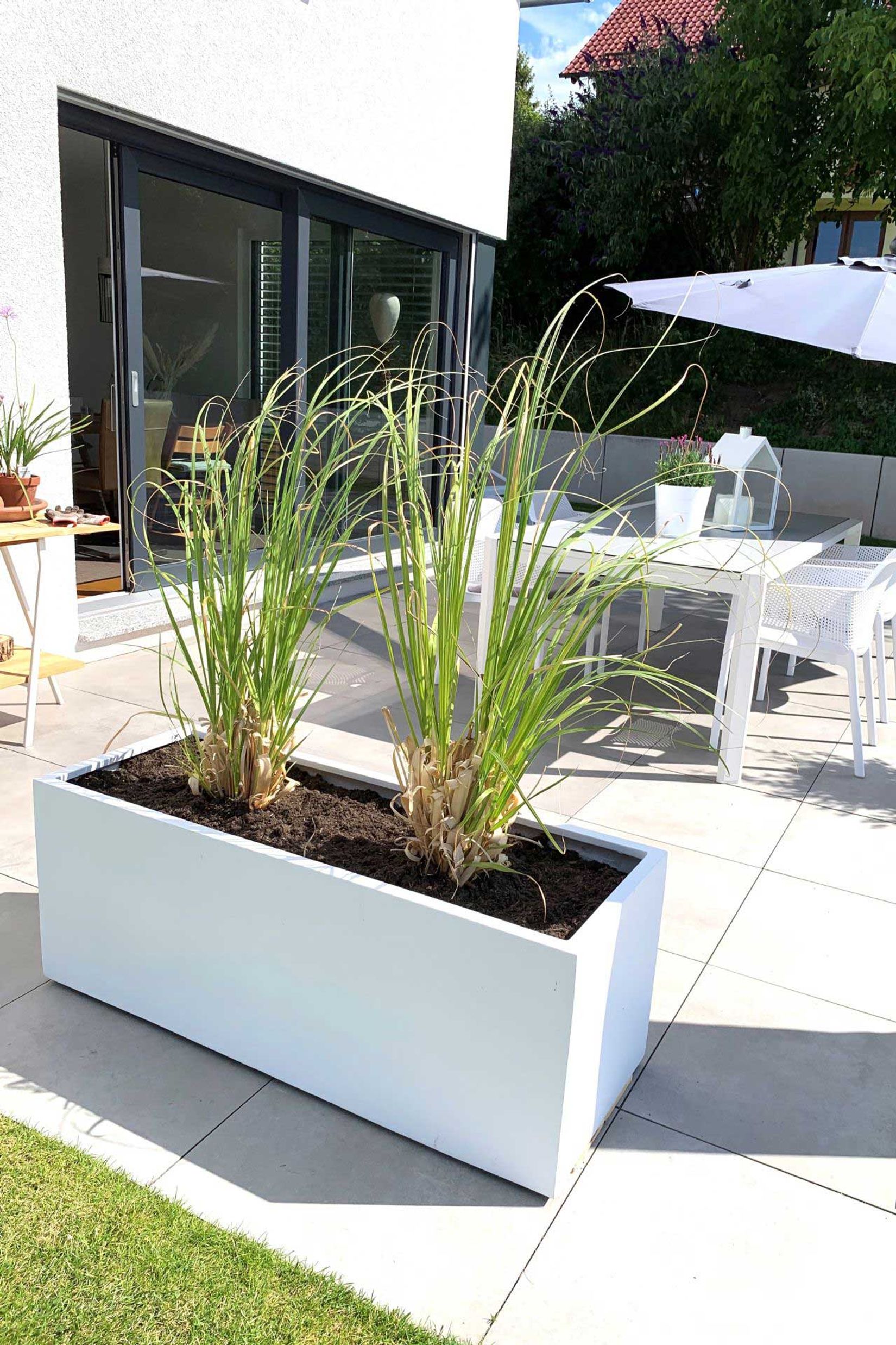 Pflanzkübel Pflanztrog Fiberglas "Maxi", Weiß Matt