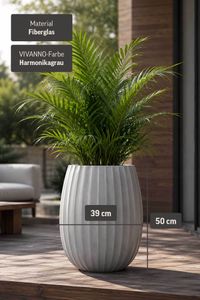 Blumentopf BALAO ARC Fiberglas 39x50 cm Grau
