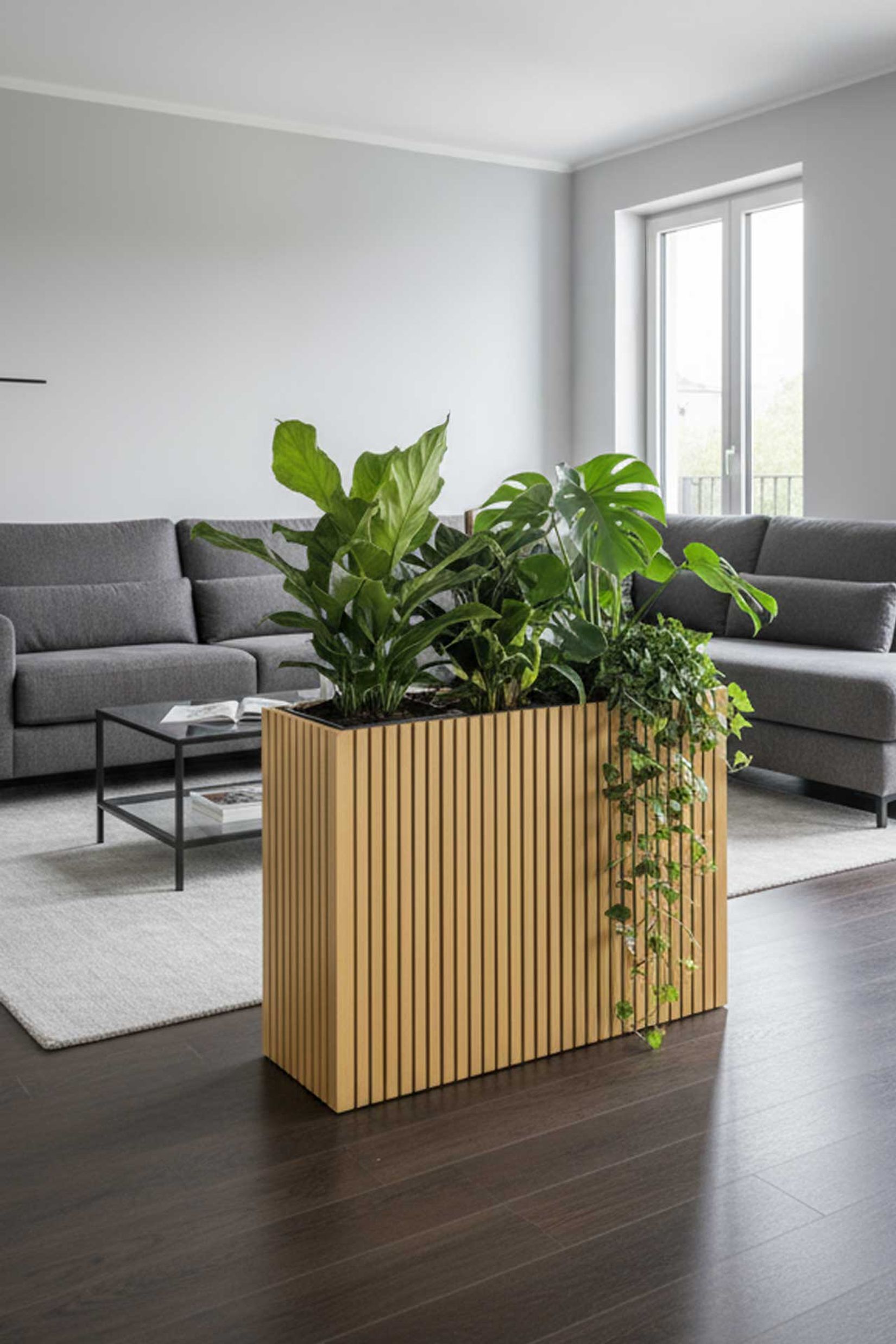 Pflanzkübel Blumenkübel Holz mit Streben ELEMENTO braun 