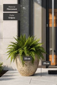 Pflanzkübel Blumentopf Fiberzement VIRINGO Erdgrau