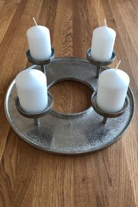Adventsleuchter Adventskranz mit 4 Kerzenhaltern Aluminium ADVENTO Silber