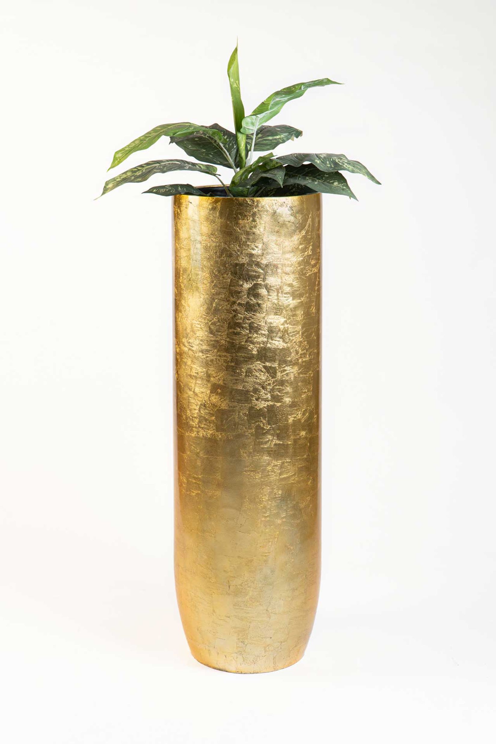 Pflanzgefäß Bodenvase SOLERIO Fiberglas Gold Hochglanz