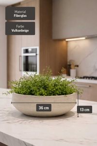 Pflanzschale Dekoschale Fiberglas SKRELLE Vulkanbeige