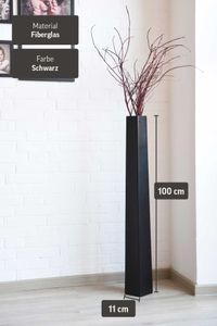 Bodenvase Standvase Fiberglas Schwarz Matt OBELISK