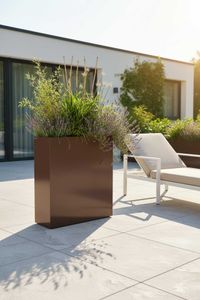 Raumteiler mit Rollen pulverbeschichteter Edelstahl "Elemento", Mocca