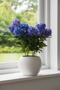 Kunstpflanze Hortensie im Topf Kunststoff HYDRANGA blau