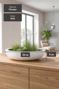 Pflanzschale Blumenschale Dekoschale Fiberglas PLANA Weiß