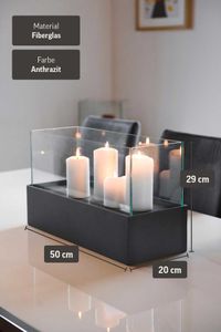 Deko-Windlicht Kerzenhalter rechteckig CANDELITO Anthrazit