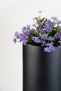 Pflanzgefäß Bodenvase SOLERIO Fiberglas Schwarz Matt