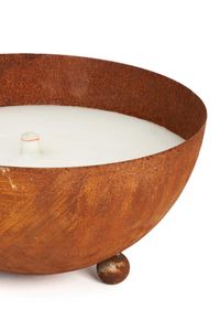 Schale mit Kerze Cortenstahl Halbkugel SOPLAR