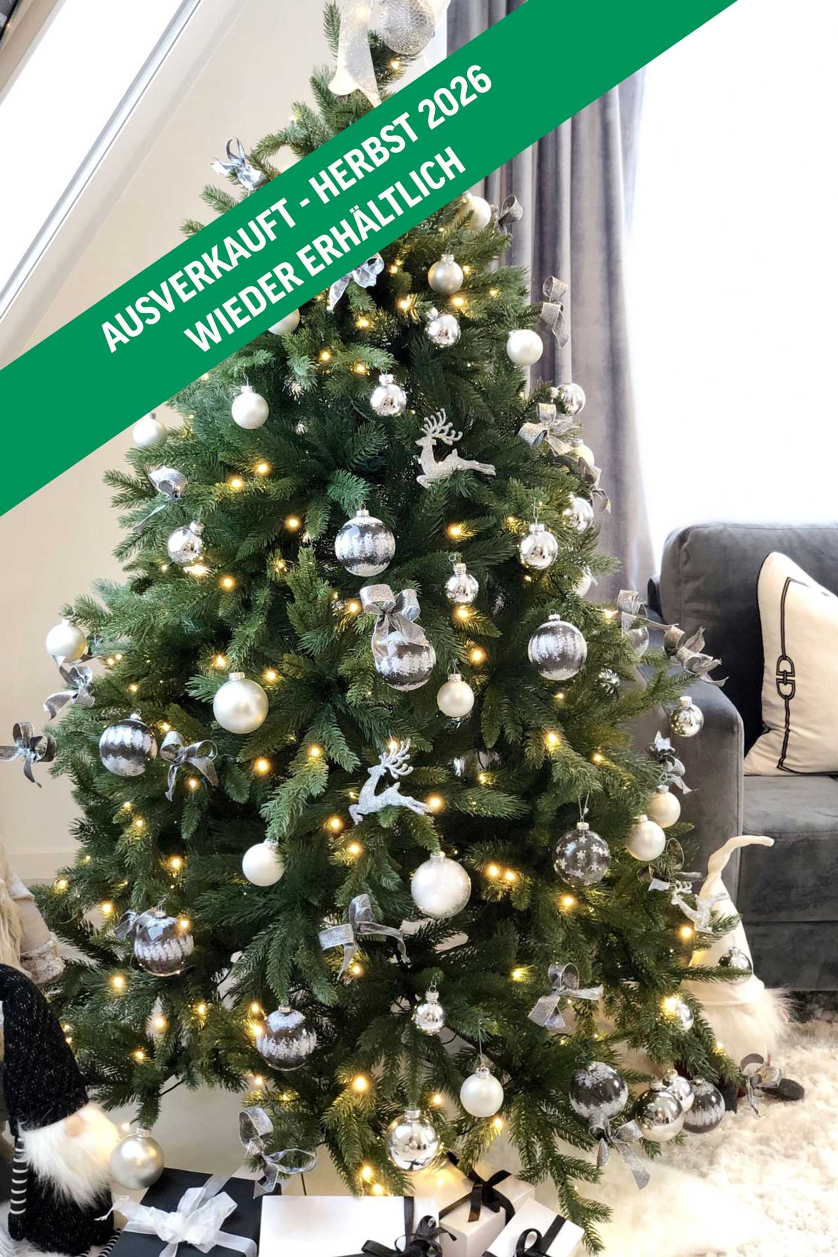 Künstlicher Premium Weihnachtsbaum Nordmanntanne LED, 180 cm hoch