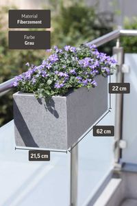 Balkonkasten Blumenkasten Fiberzement Milano "Benno", Grau