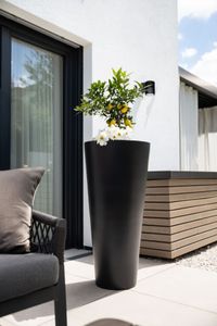 Pflanzkübel Blumenkübel Fiberglas "Rondo Classico", Anthrazit