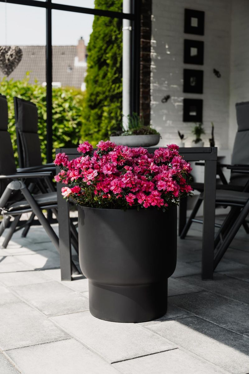 Pflanzkübel Pflanztopf Fiberglas LIVELLO Schwarz Matt | 45x50 cm | 22501103450