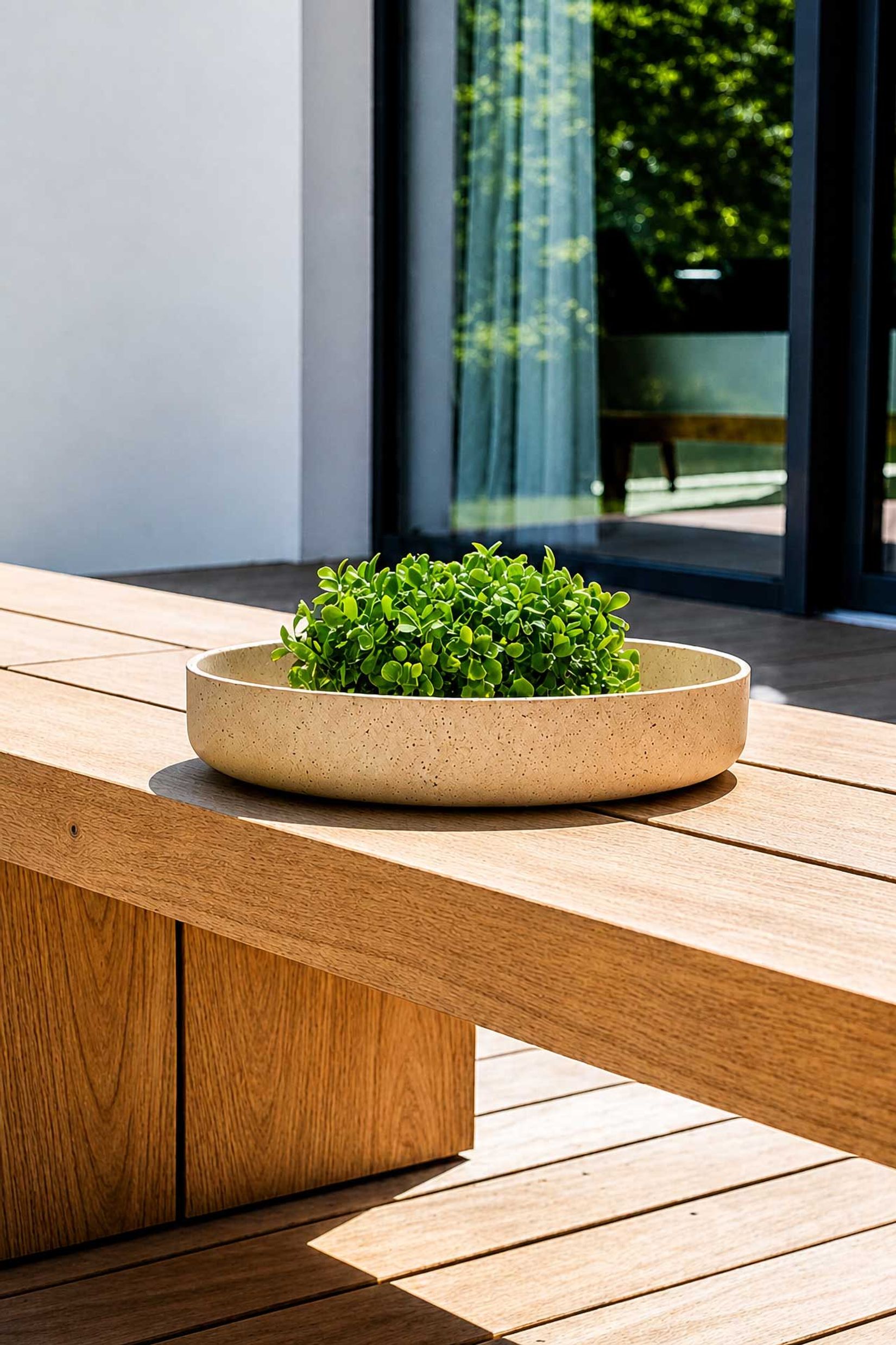 Pflanzschale ORYVEN Fiberglas 34x5,5 cm Beige