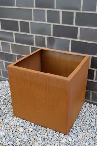 Pflanzkübel Blumenkübel Cortenstahl "Block" Würfel, Rostbraun