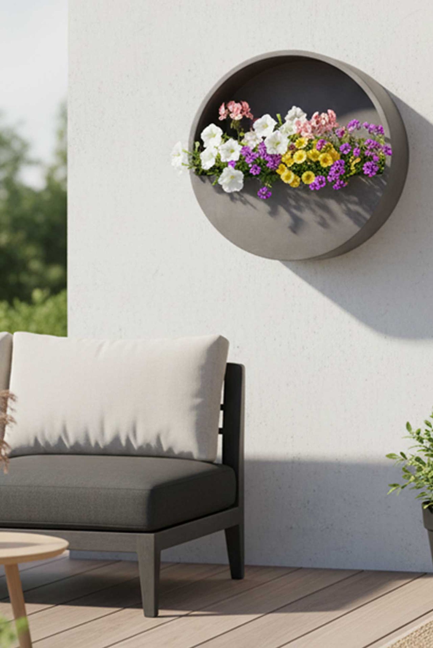 Wandtopf Wandkübel Wandblumentopf MURA Fiberglas Grau