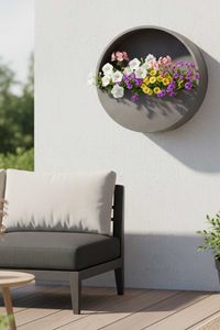 Wandtopf Wandkübel Wandblumentopf MURA Fiberglas Grau