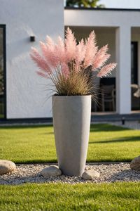 Pflanzkübel Blumenkübel Fiberglas "City", Beton-Design, Grau