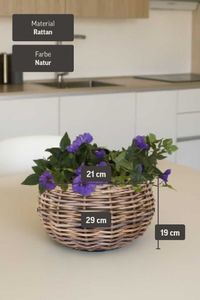 Pflanzkorb Dekokorb Rattan PALLA Grau Natur 