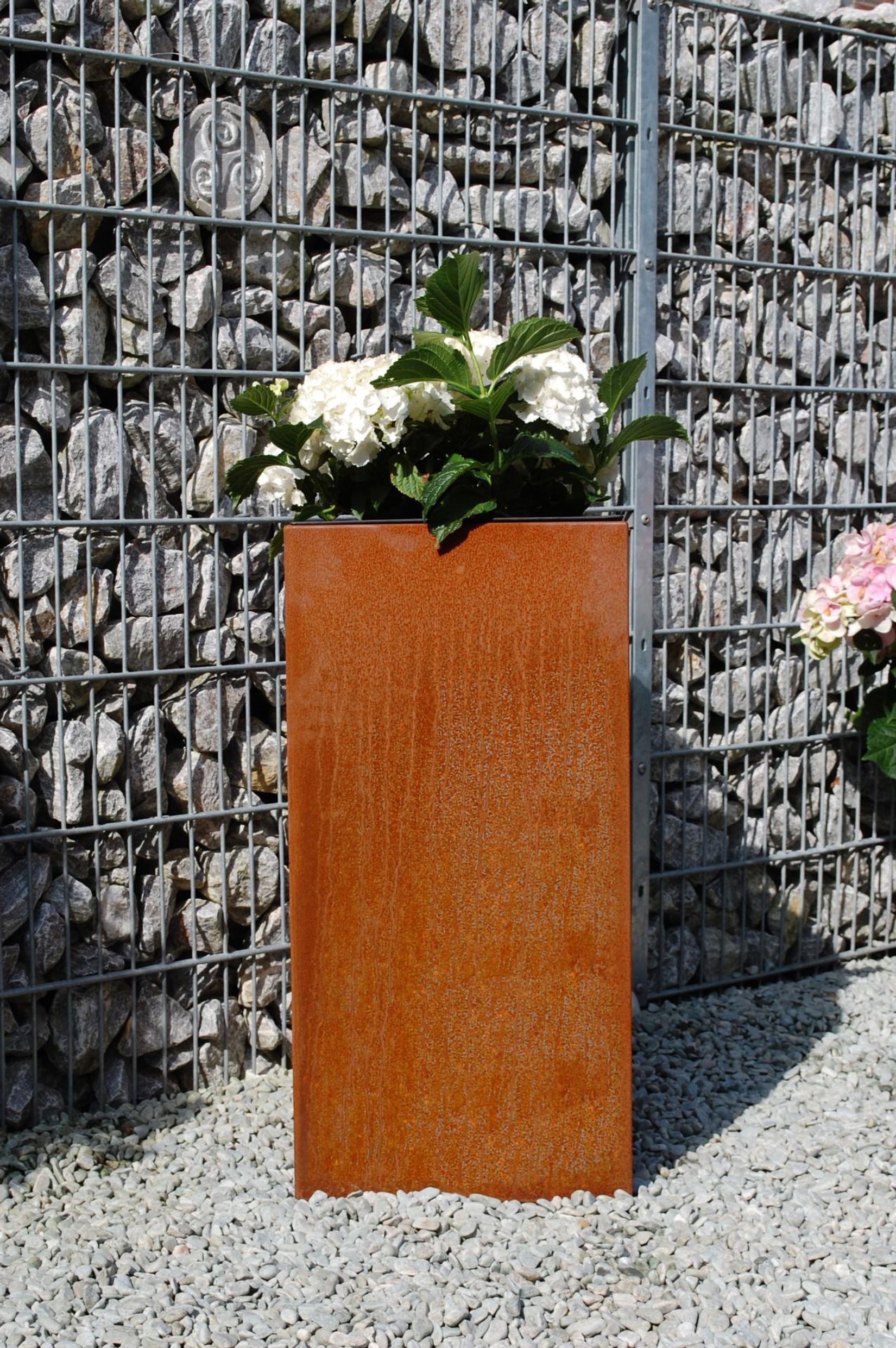 Pflanzkübel Blumenkübel Cortenstahl "Block" Säule, Rostbraun