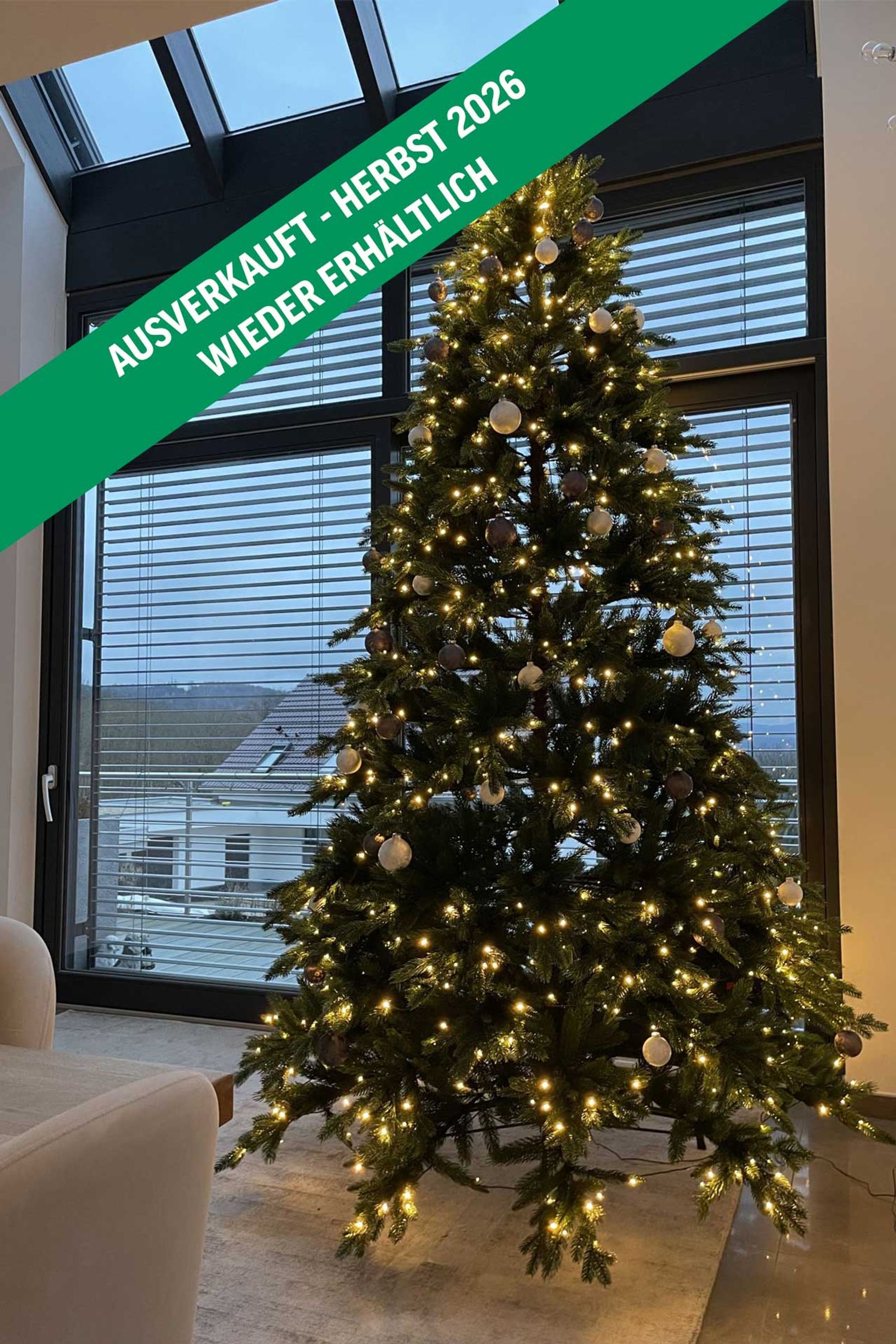 Künstlicher Premium Weihnachtsbaum Nordmanntanne LED, 300 cm hoch