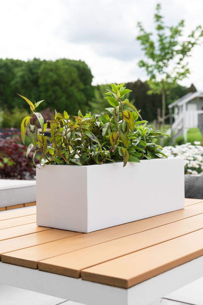 Blumenkasten Pflanzkasten Balkonkasten Fiberglas FLOBO Weiß Matt | 45x17x15 cm | 176102108457