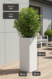 Pflanzkübel Blumenkübel Zink "Block", Weiß