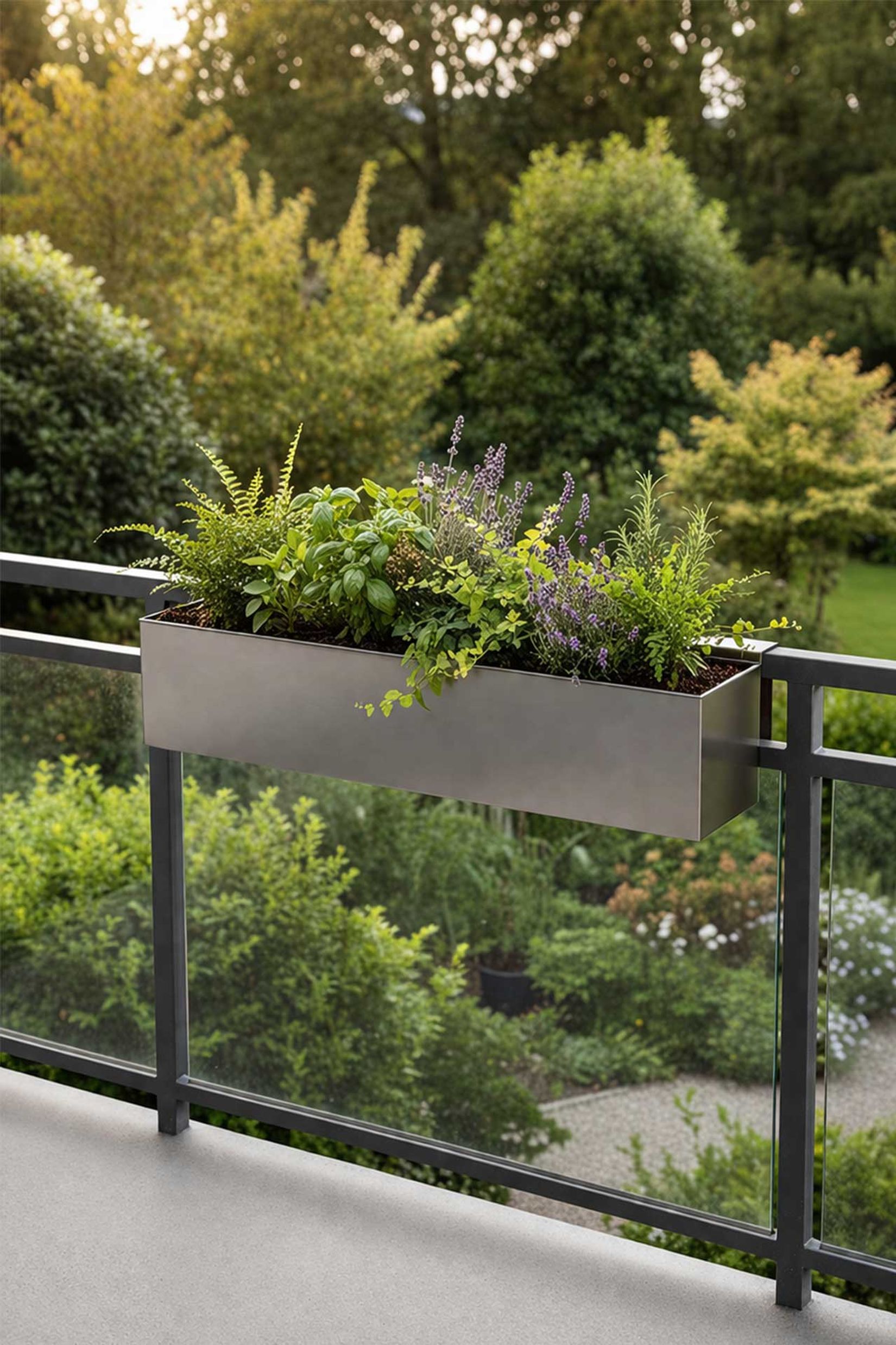 Balkonkasten Blumenkasten Edelstahl "Binox", Gebürstet