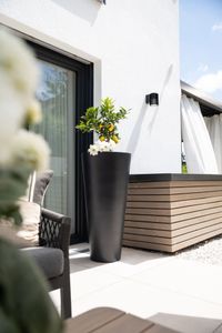 Pflanzkübel Blumenkübel Fiberglas "Rondo Classico", Anthrazit