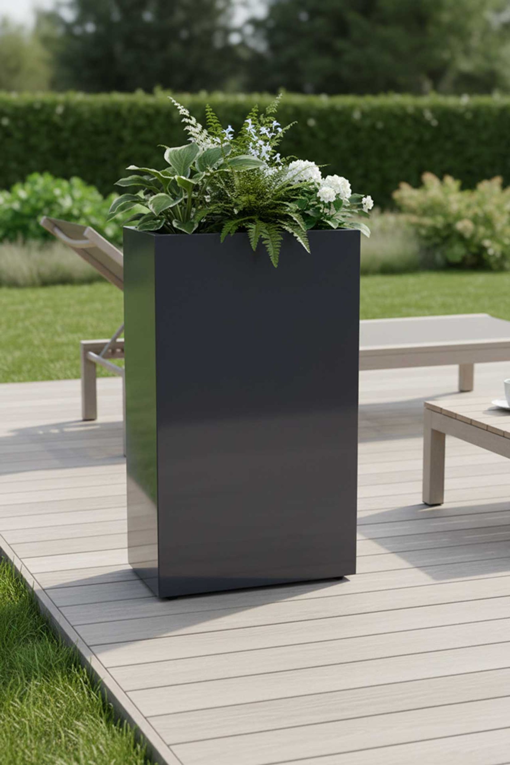 Raumteiler mit Rollen pulverbeschichteter Edelstahl "Elemento", Anthrazit