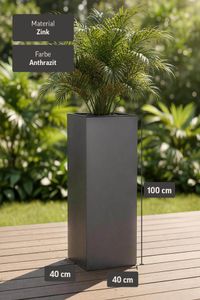 Pflanzkübel Blumenkübel Zink "Block", Anthrazit