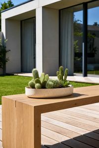Pflanzschale ORYVEN Fiberglas 40x6 cm Beige