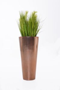 Exklusiver Pflanzkübel Blumenkübel RONDO CLASSICO Fiberglas - Roségold Metallic