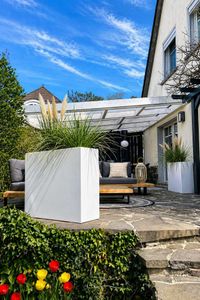 Pflanzkübel Raumteiler Fiberglas "Elemento", Weiß Matt