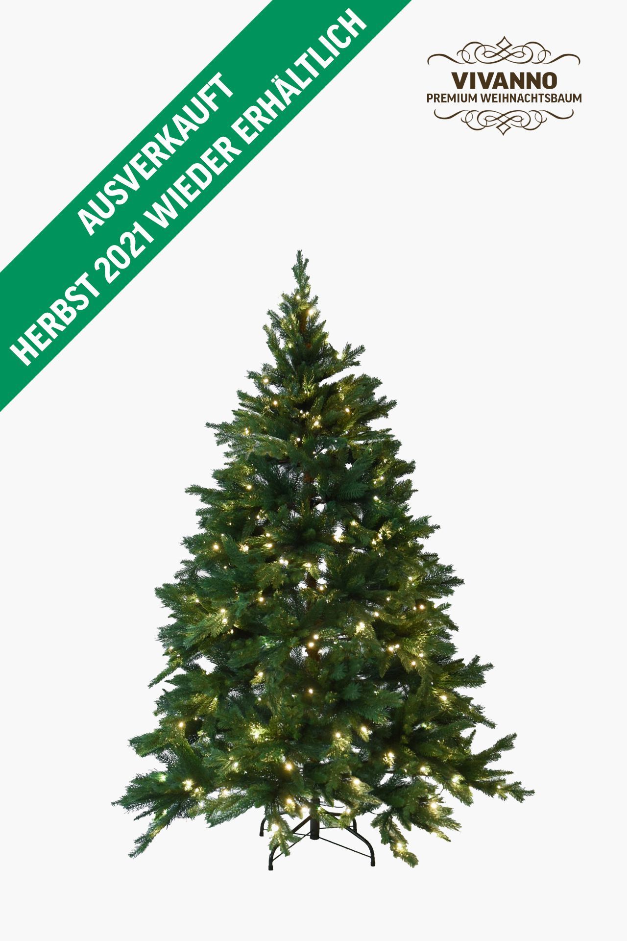 Künstlicher Premium Weihnachtsbaum Nordmanntanne LED, 150 cm hoch