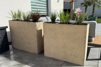 Pflanzkübel Raumteiler Fiberglas "Elemento", Beige gestreift