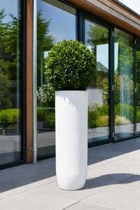 Pflanzgefäß Bodenvase SOLERIO Fiberglas Weiß Matt