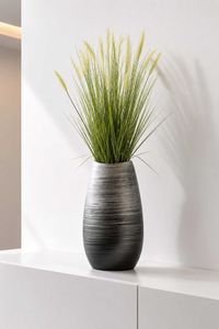 Dekovase KALAL Fiberglas 20x12x37 cm Silber