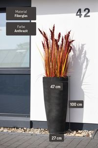 Pflanzkübel Blumenkübel Fiberglas Steinoptik "City", Anthrazit