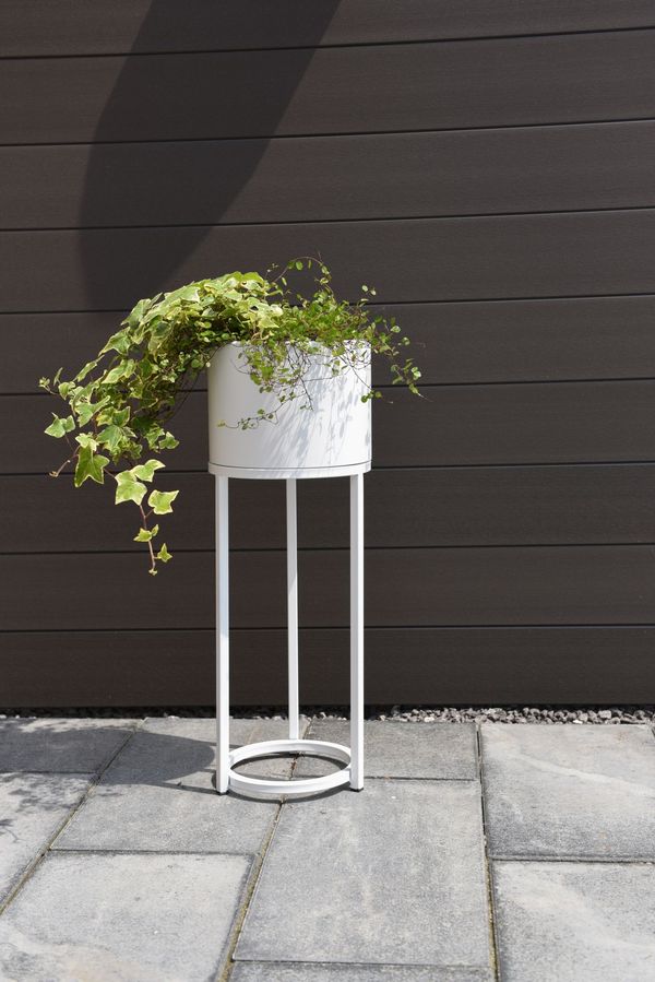 Blumentopf auf Ständer, mit Beinen ELEVATE ROUND Weiß Matt 25x69 cm