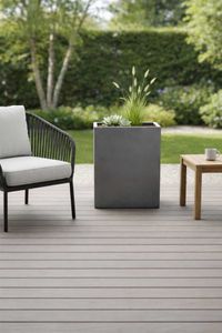 Pflanzkübel Raumteiler Fiberglas "Elemento", Beton-Design, Grau