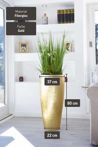 Exklusiver Pflanzkübel Fiberglas "City", Gold Hochglanz