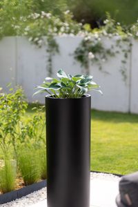 Pflanzgefäß Bodenvase SOLERIO Fiberglas Schwarz Matt
