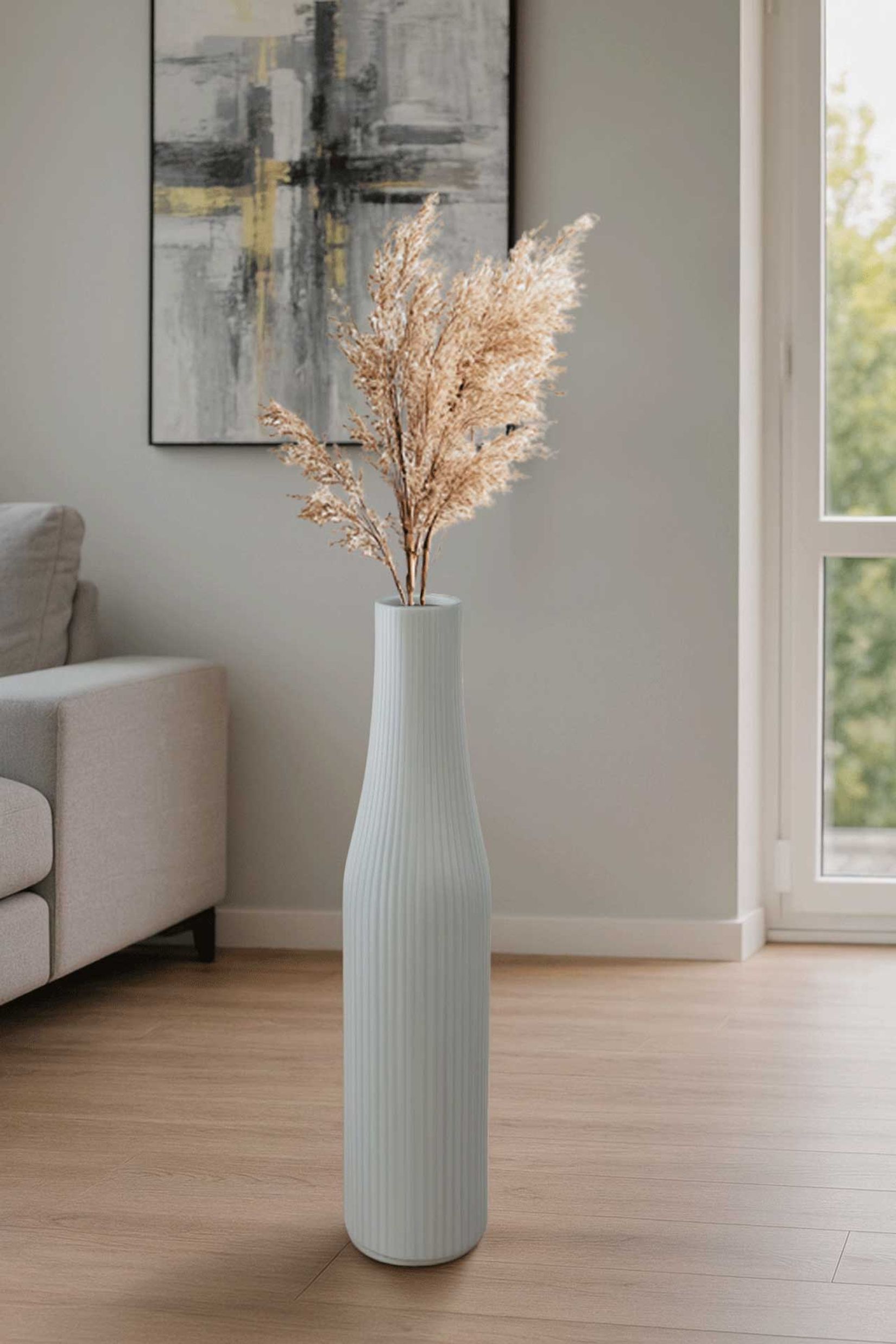 Bodenvase Fiberglas VERTIGO Weiß Matt