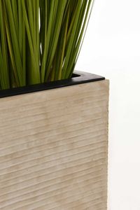 Pflanzkübel Blumenkübel Fiberglas "Block" Würfel, Beige gestreift