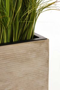 Pflanzkübel Blumenkübel Fiberglas "Block" Säule, Beige gestreift