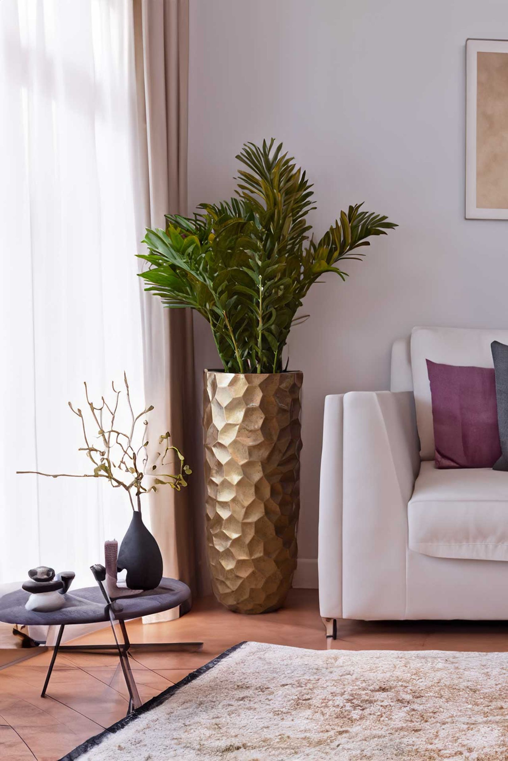 Pflanzkübel Bodenvase Fiberglas AMOLAR Bronze Metallic
